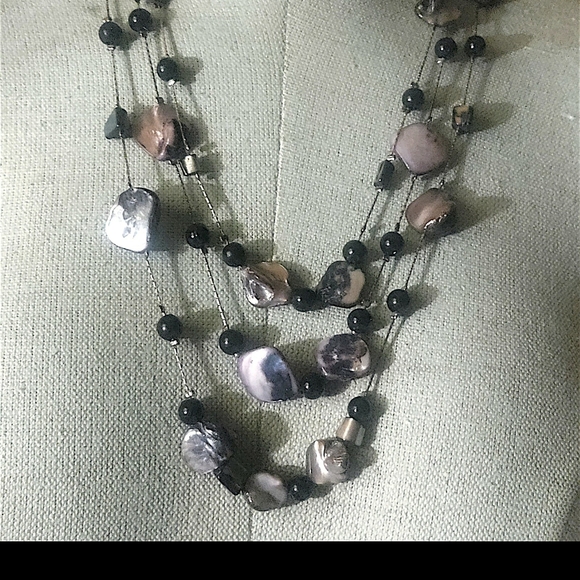 Multi-Strand Iridescent Shell & Bead Necklace - Picture 2 of 4